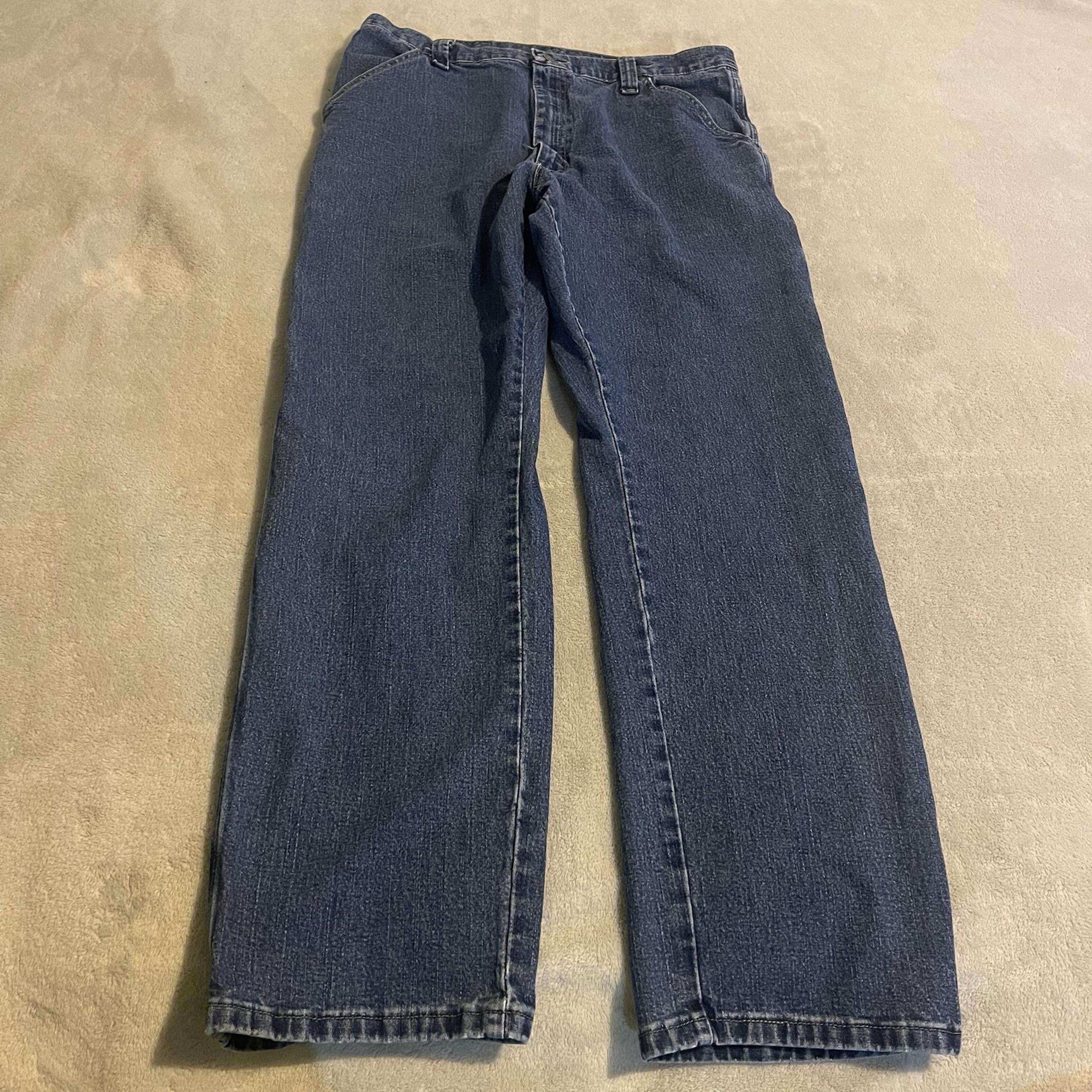 Vintage Wrangler Jeans Men 36x34 Blue Carpenter Denim Y2K Streetwear Baggy Skate