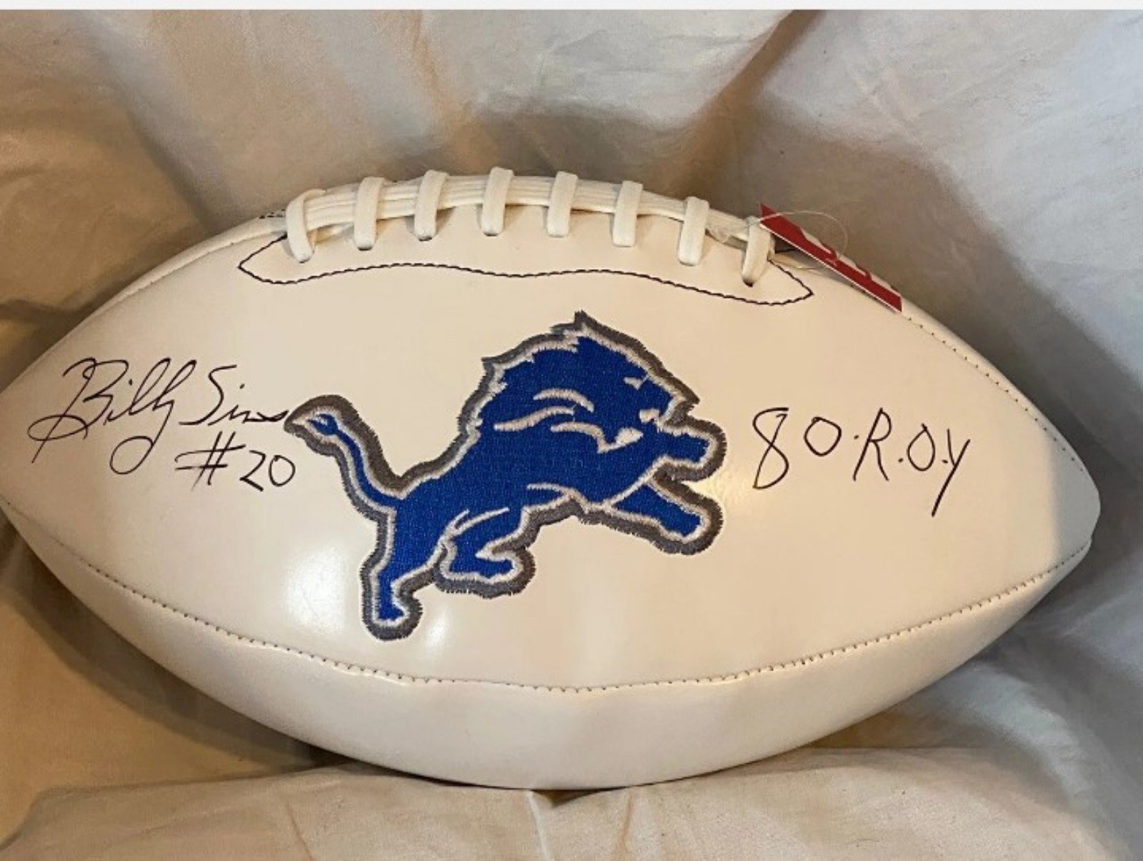 Billy Sims Detroit Lions Autographed White Panel Football JSA COA