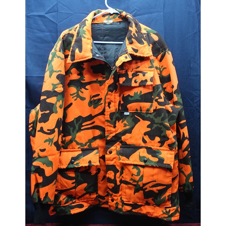 Liberty Orange Camo Coat Mens 2XL Hunting Jacket Full Zip Snap Up Removable Hood