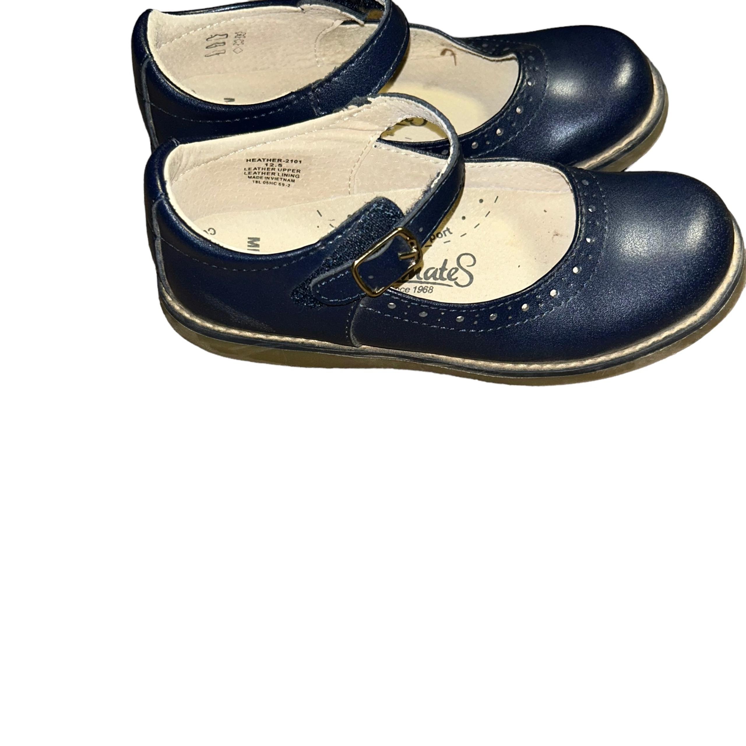 FootMates Allie girls navy blue Genuine Leather Mary Jane Shoes Size 12.5