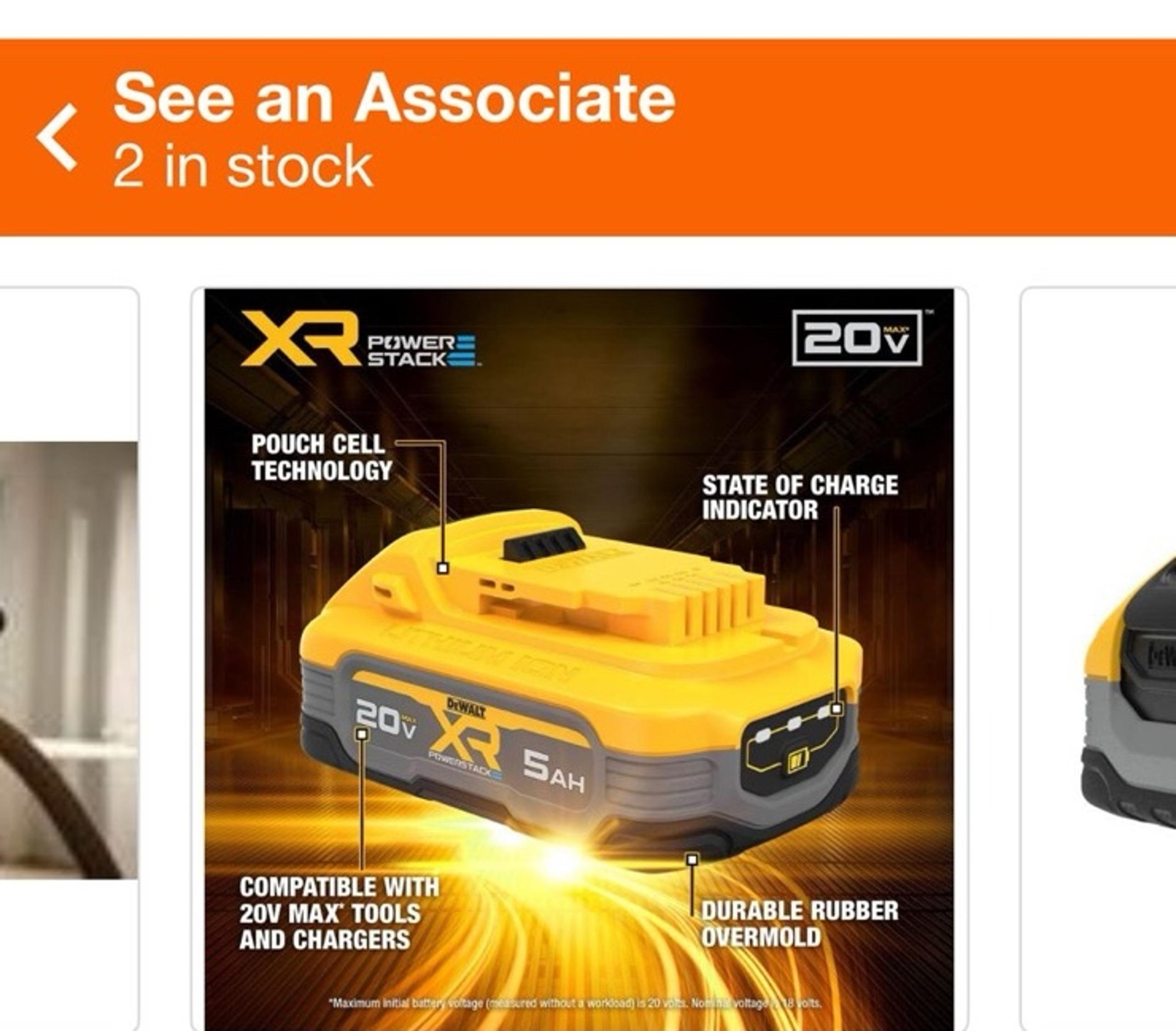 DEWALT POWERSTACK 20V Lithium-lon
5.0Ah Battery Pack