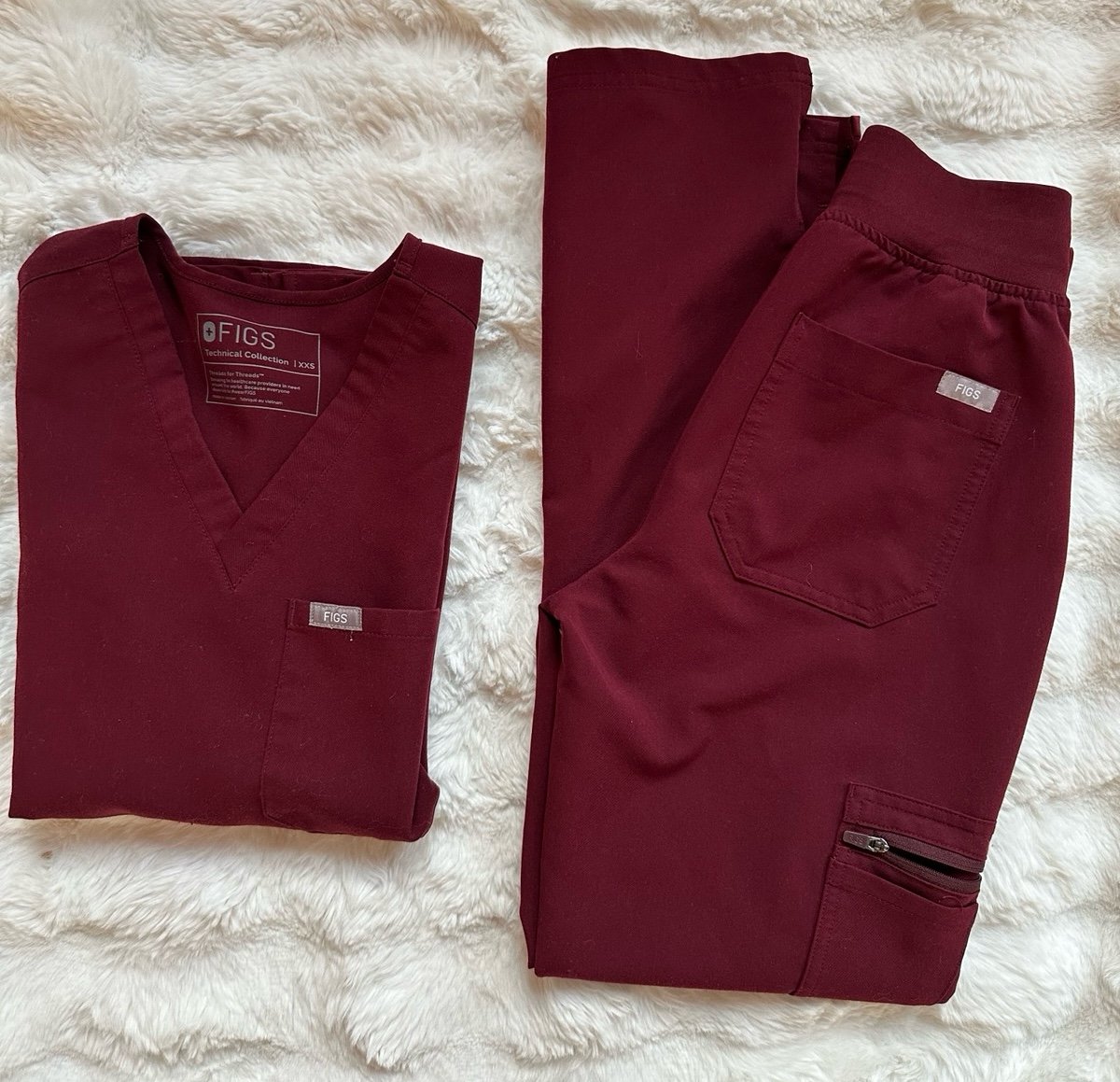 Figs Scrubs Set - Burgundy - XXS and XXS Petite