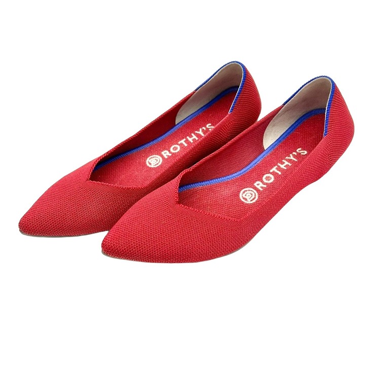 Rothy's The Point Flats 8 Red Classic Soft Flexible Washable #4082-10