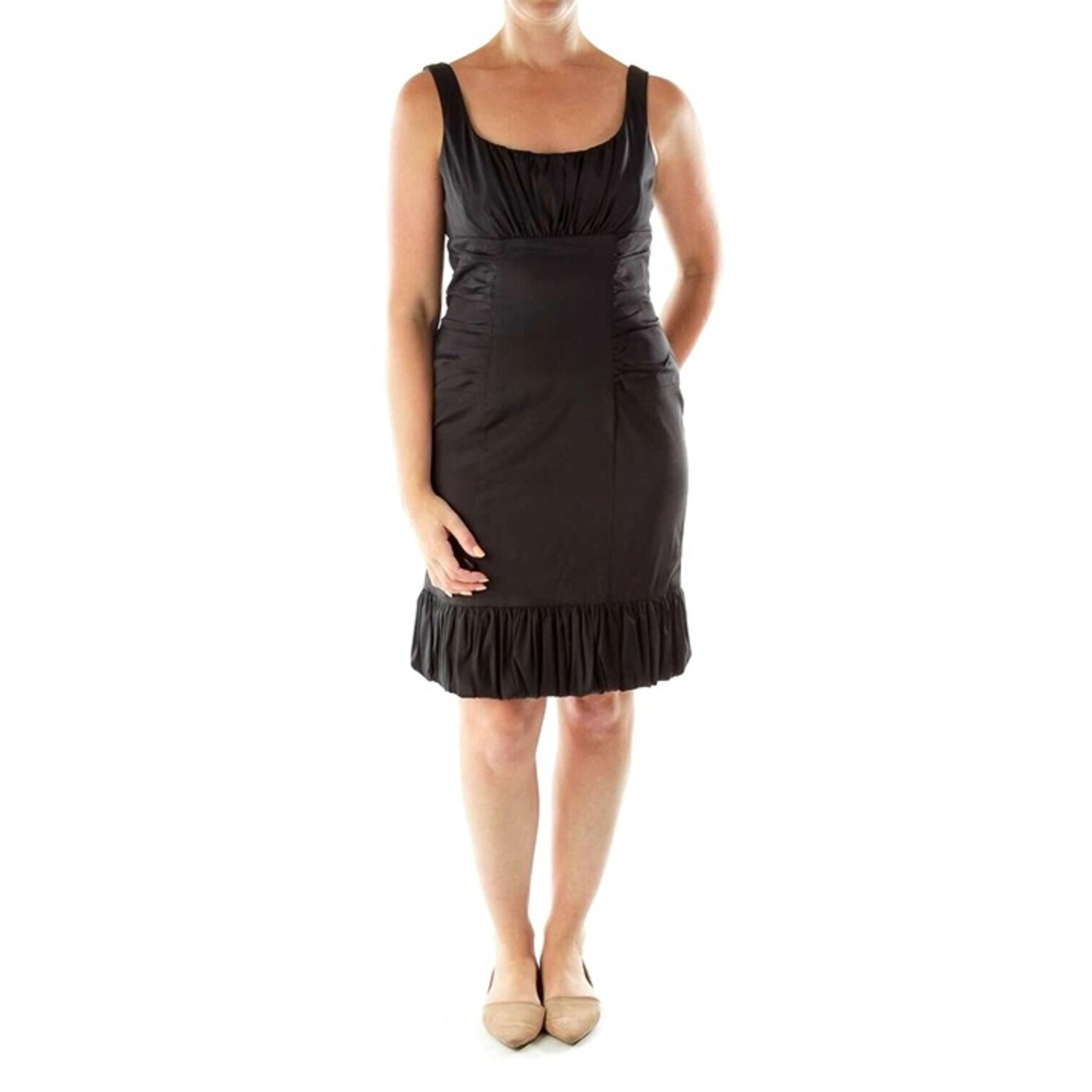 Betsy & Adam Black Sleeveless Square Neck Ruched Waist Ruffled Hem Dress 6