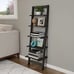 5-Tier Leaning Ladder Bookshelf Wood Storage Shelves