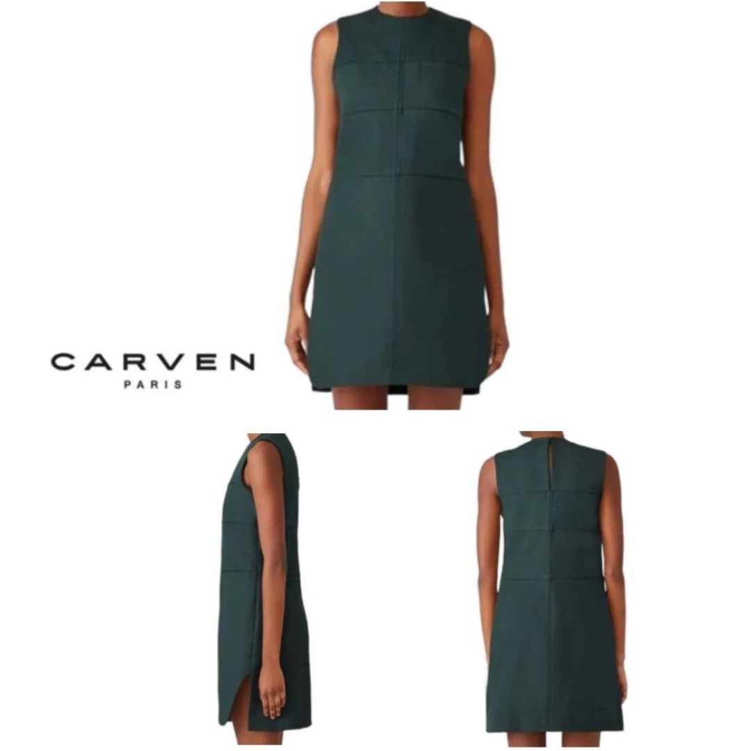 Carven Dark Green Cotton Midi Dress Size 38 US M | Structures Fit