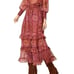 Misa Emanuela Septima Tapestry Burgundy Ruffle Maxi Skirt | Size M
