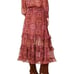 Misa Emanuela Septima Tapestry Burgundy Ruffle Maxi Skirt | Size M
