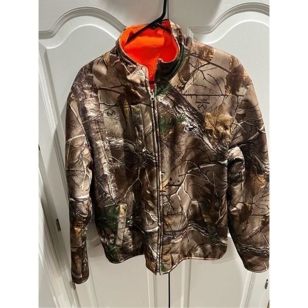 RedHead Full Zip Fleece Reversible Realtree Hunting Jacket Woodland Camouflage M