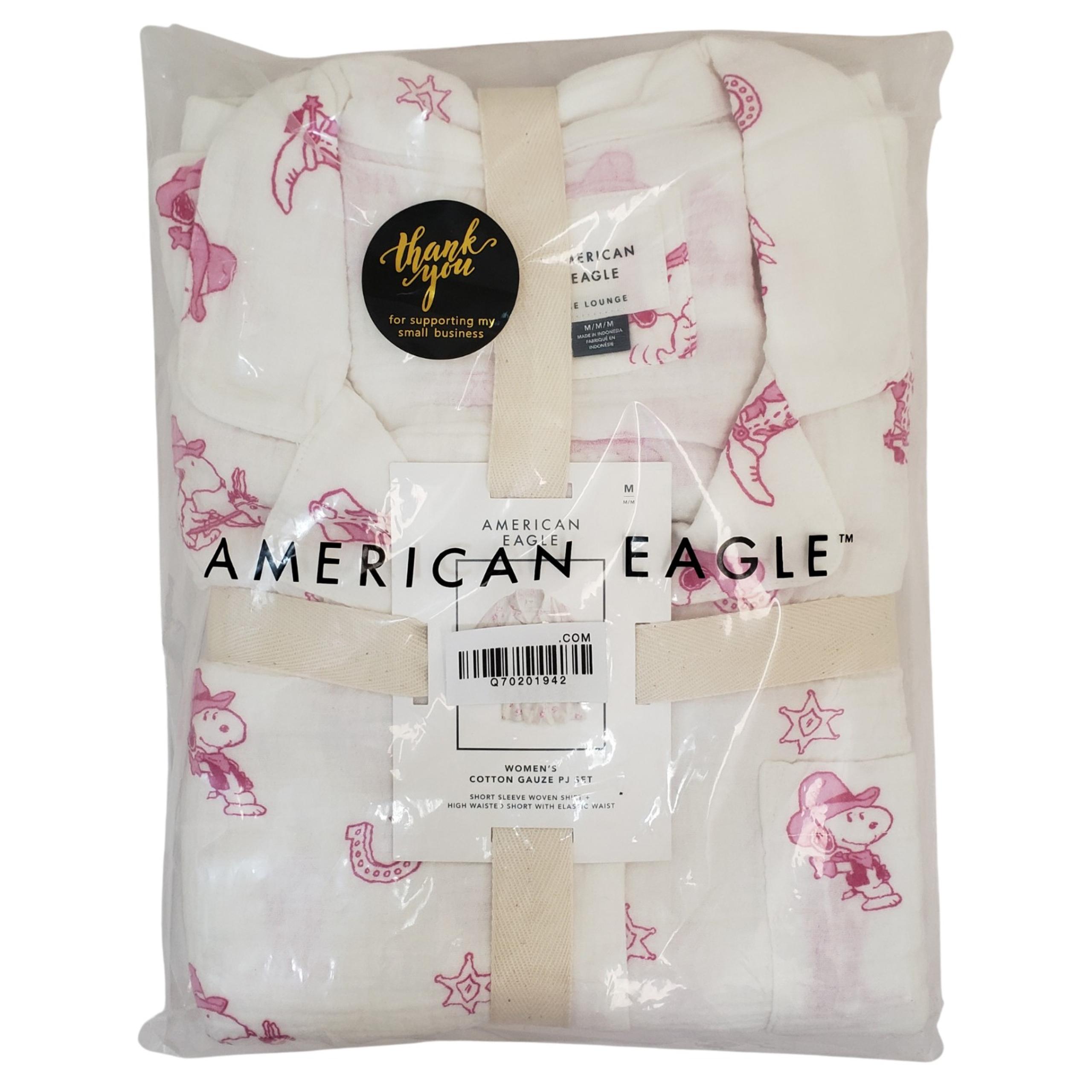 AMERICAN EAGLE Snoopy Western Women's Cotton Gauze Pajama Set
