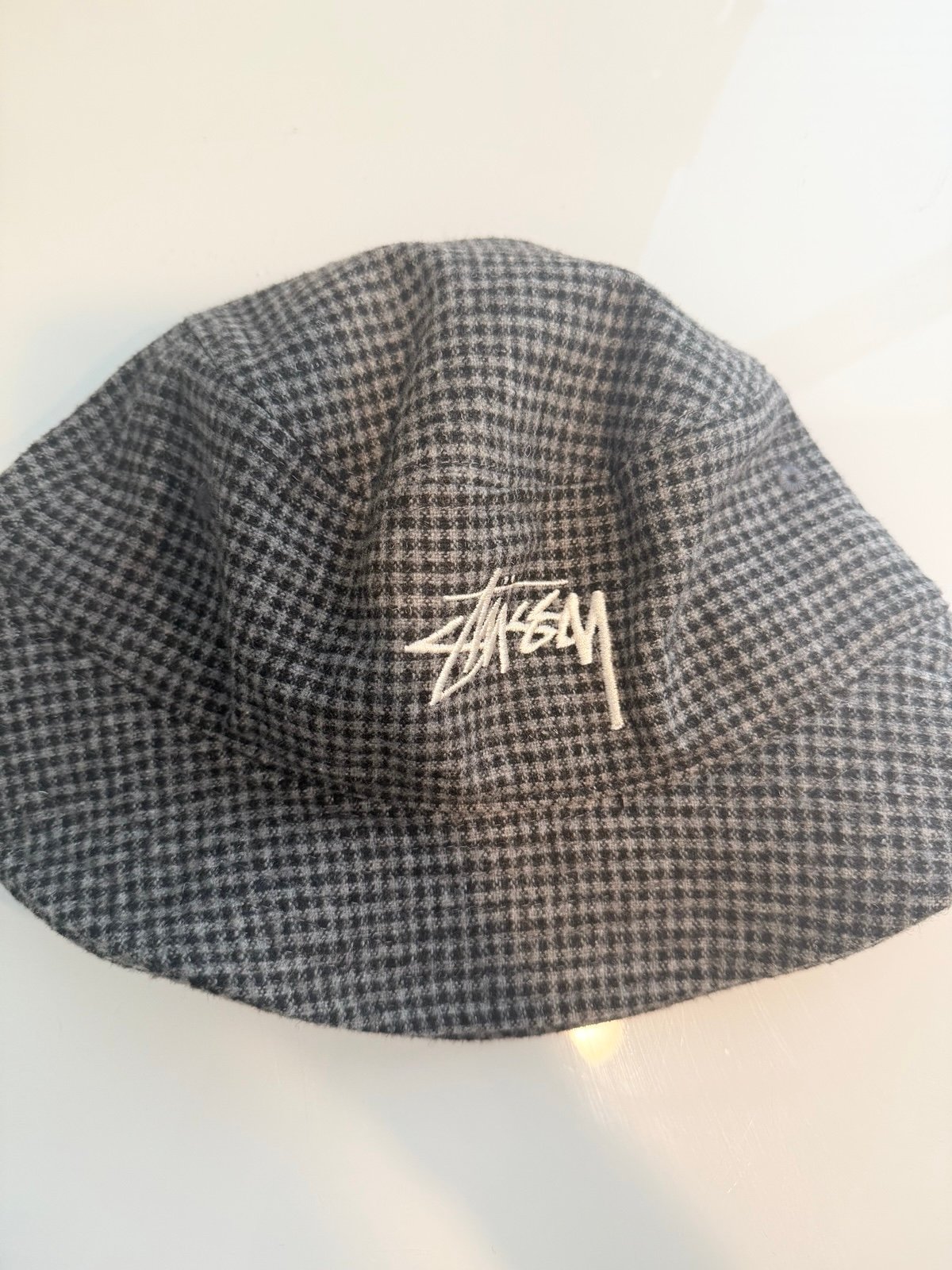 Stussy Grey/Black Checkered Bucket Hat Streetwear