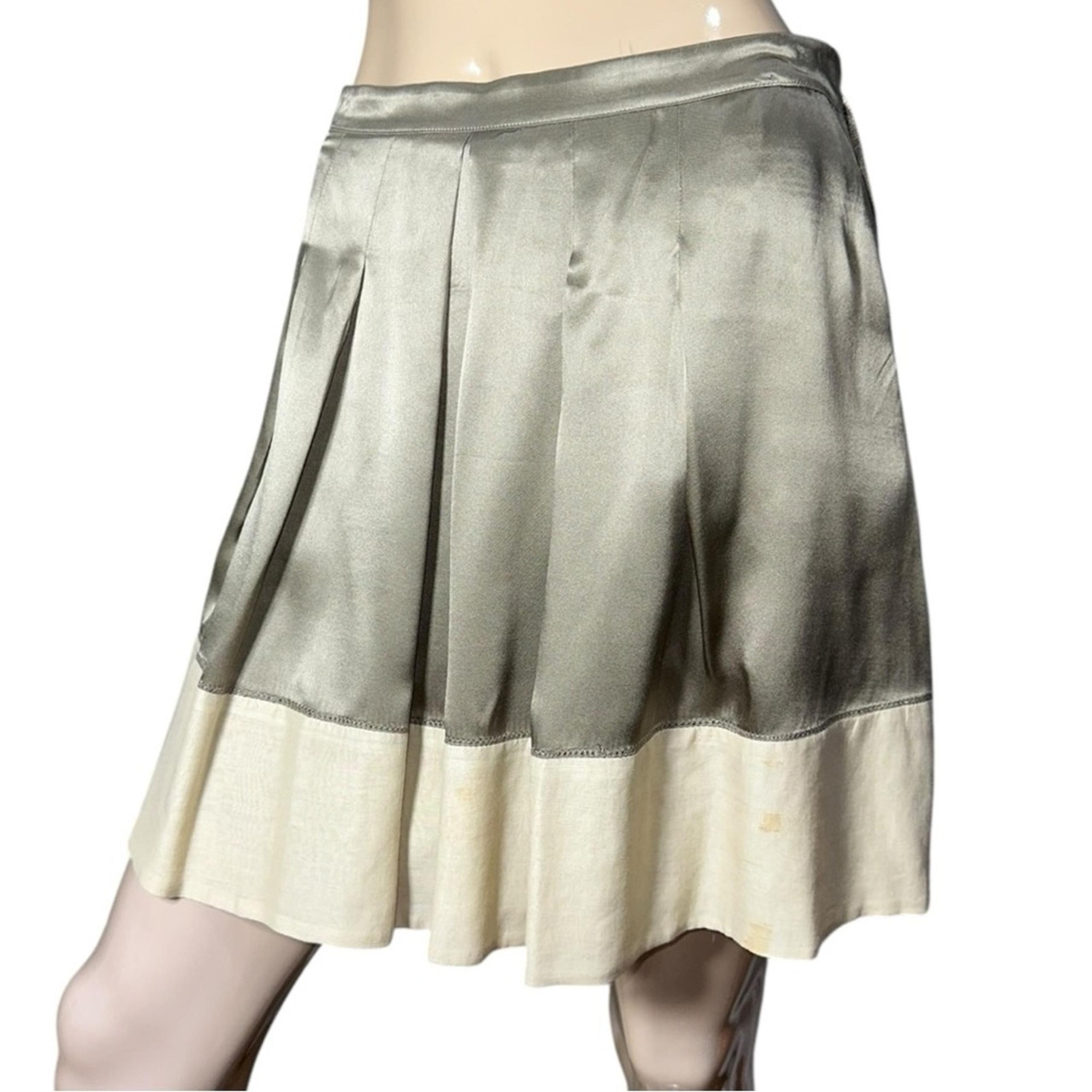 Reiss Women’s Size 12 Taupe Beige Silk Pleated Eris Mini Skirt