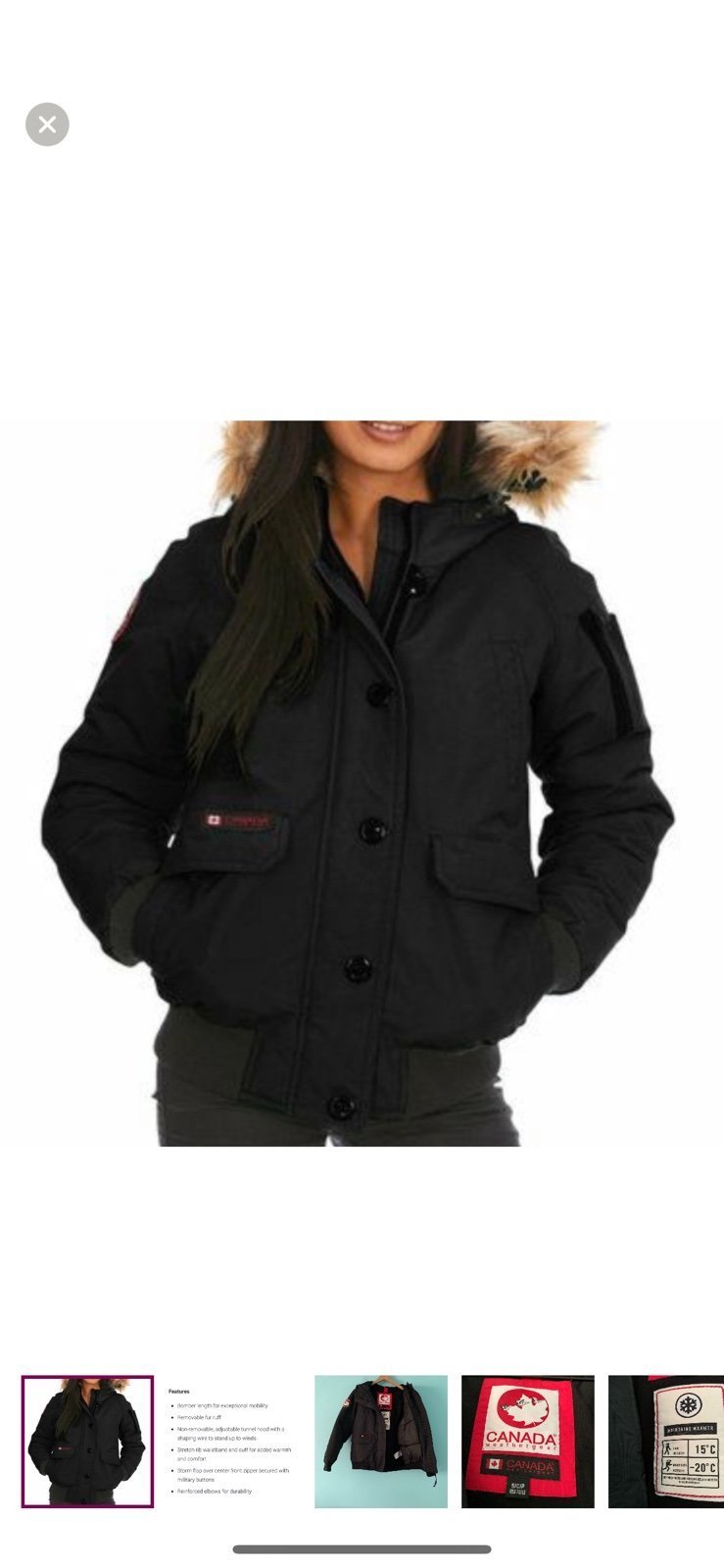 Canada Weather Gear Flight Bomber Hooded Insulated Outdoor Winter Ski Jacket S