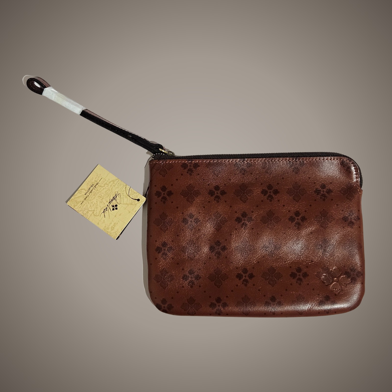 Patricia Nash Brown Tan Leather Cassini Wristlet Pouch Boho Bohemian Vacation