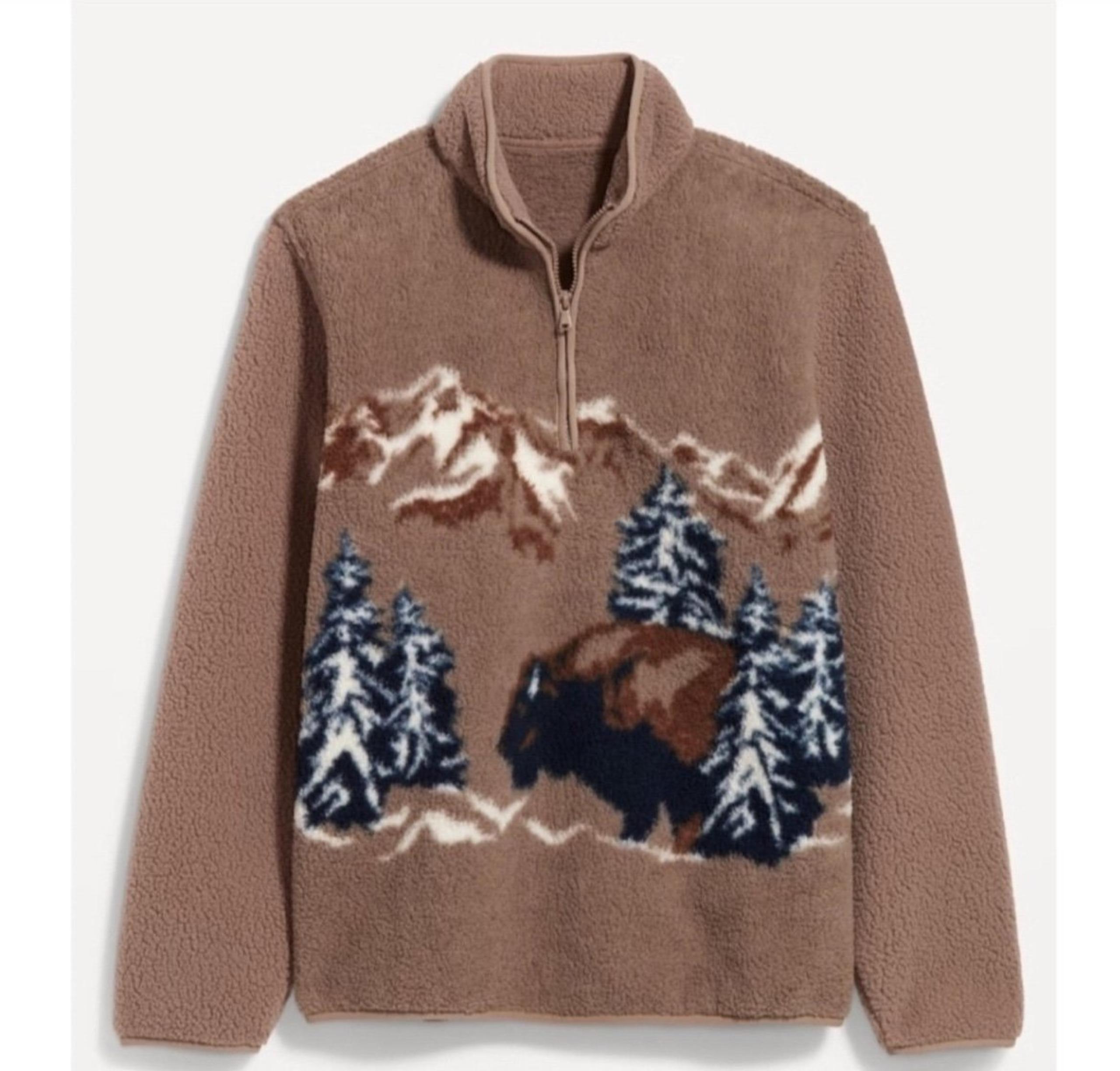 Old Navy Buffalo Sherpa Fleece Quarter Zip M