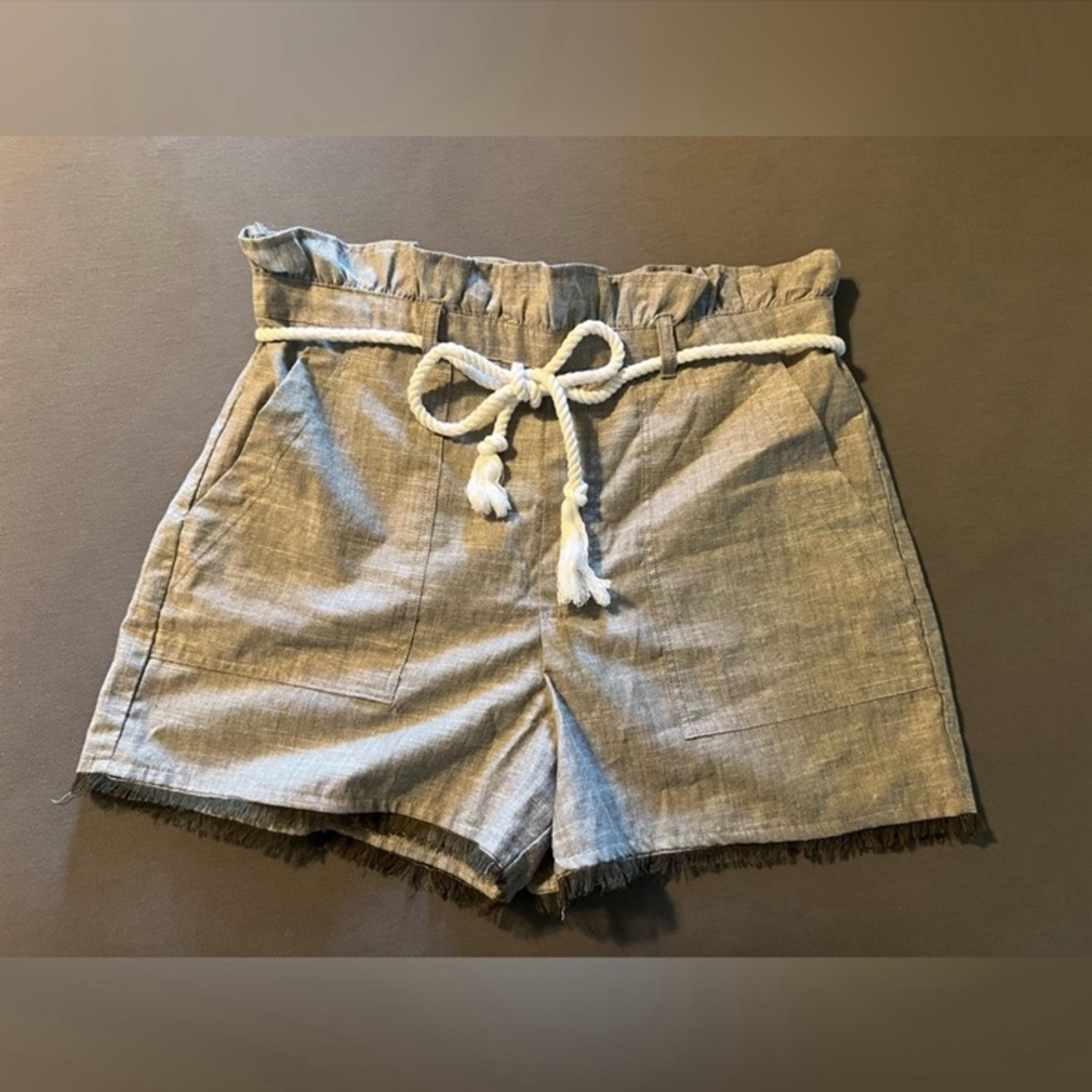Olive Greenish Rope Tie Shorts