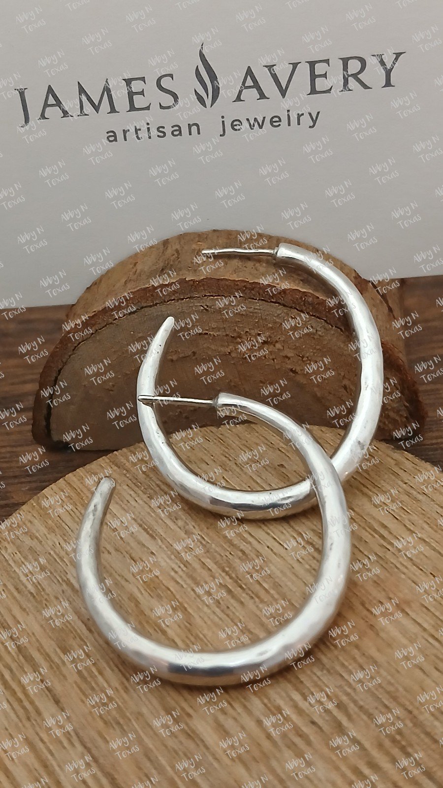 James Avery Large Hammered Hoop Oval Earrings
