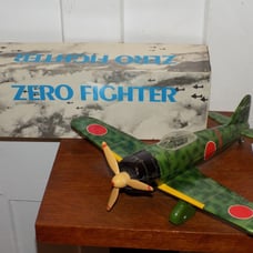 Vintage 1987 Zero Fighter Tin Airplane Toy by Leadworks Inc Japan