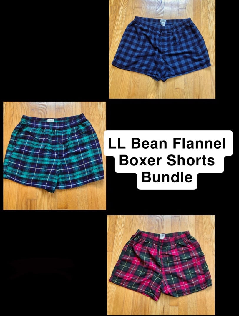 Vintage L.L. Bean Flannel Boxer Shorts Lot of 3