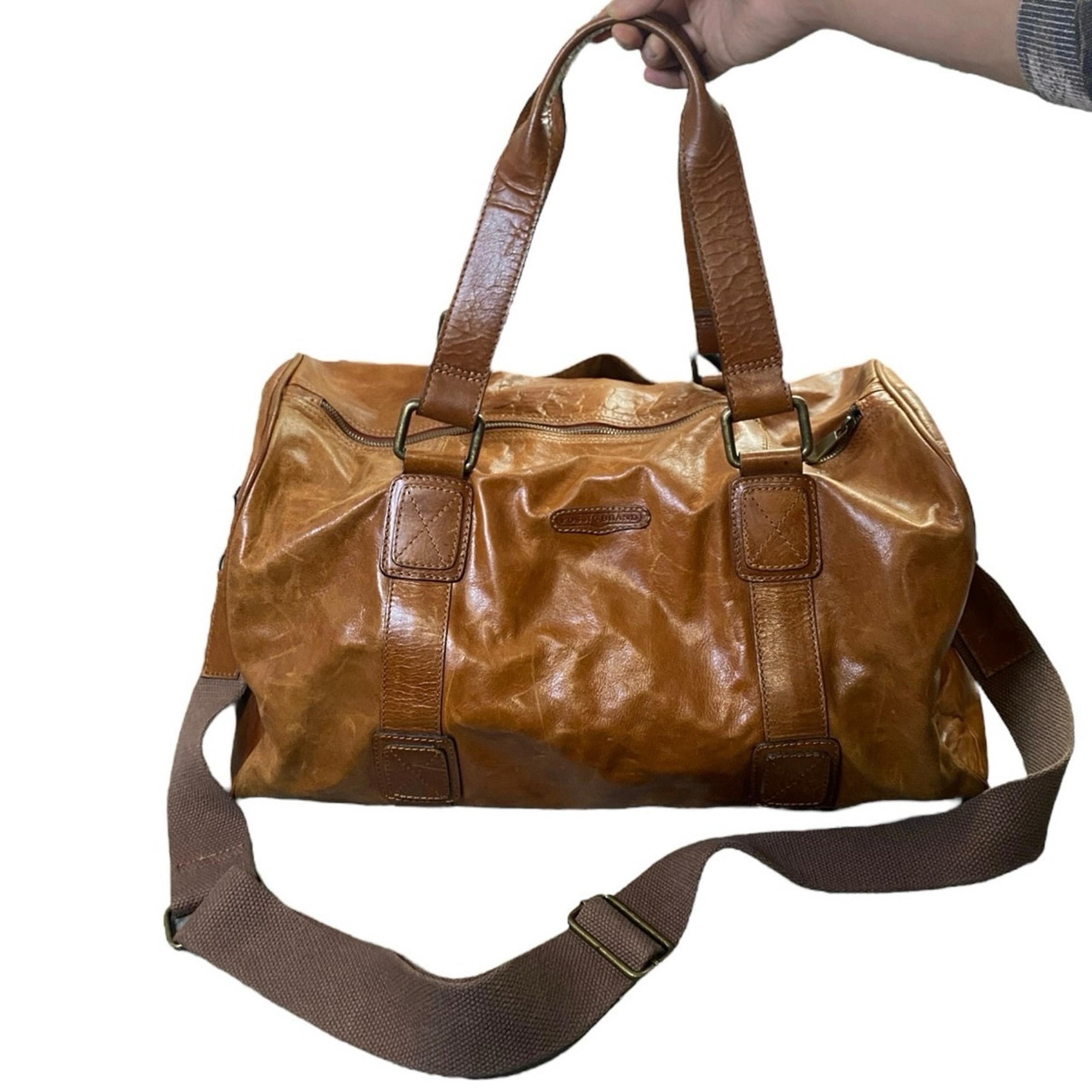 Fossil Brand Leather Transit Duffle Large Weekender Bag