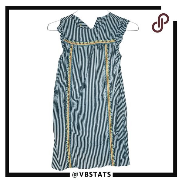Vineyard Vines Girl's Ruffled Seersucker Striped Shift Dress Blue White Size 12
