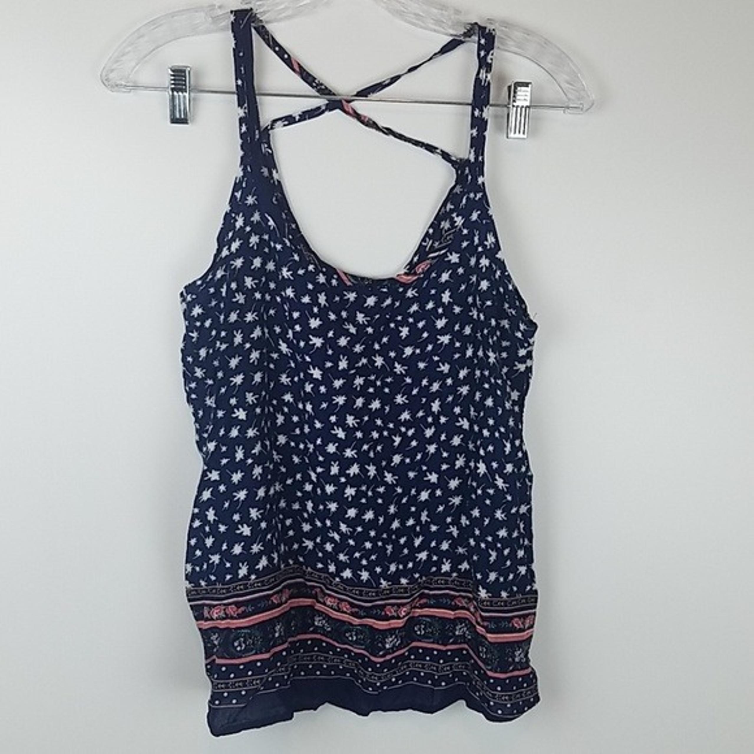 Alya | Navy Floral Tank Size Small