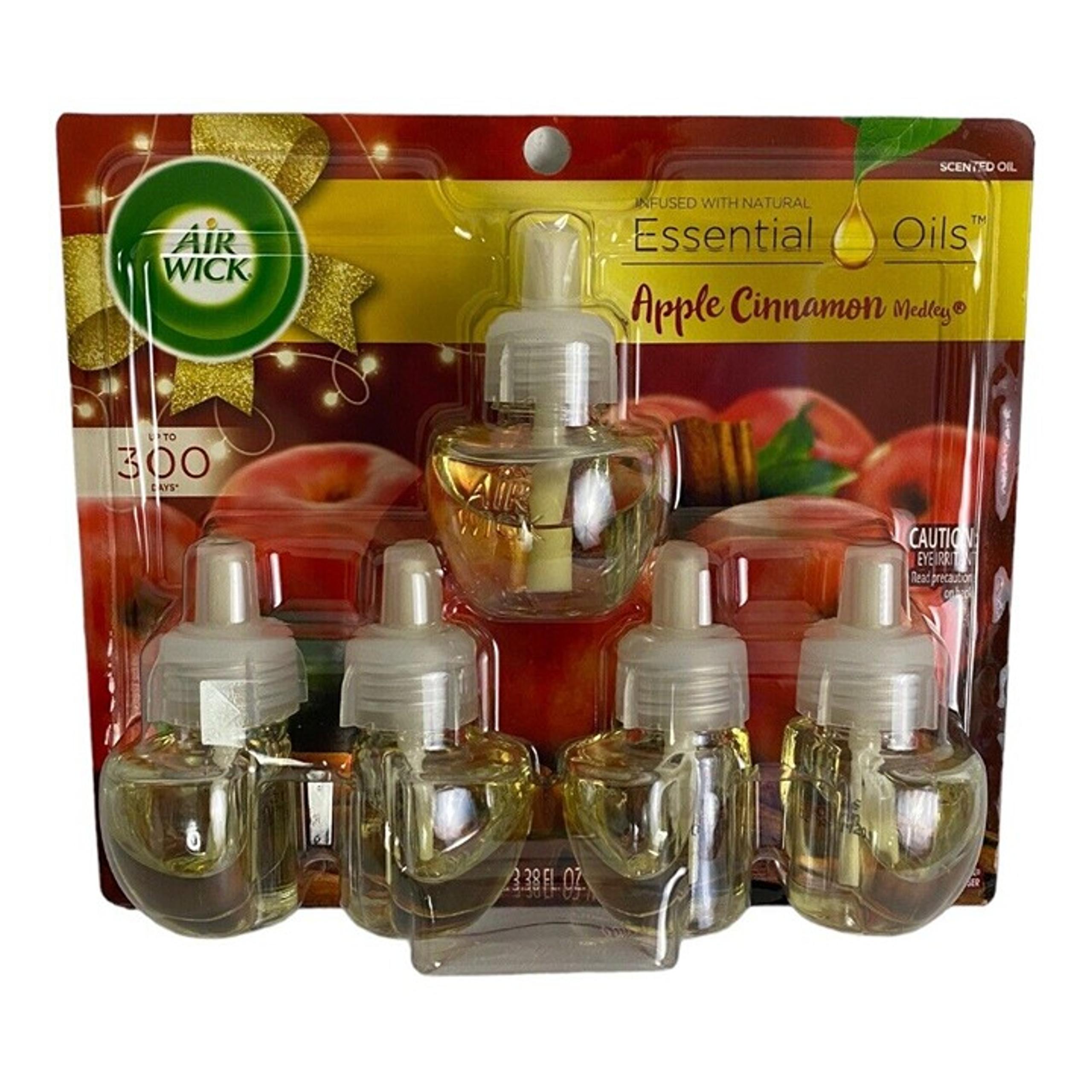 Air Wick Plug in Scented Oil Refill, 5 ct, Apple Cinnamon Medley, Air Freshener,