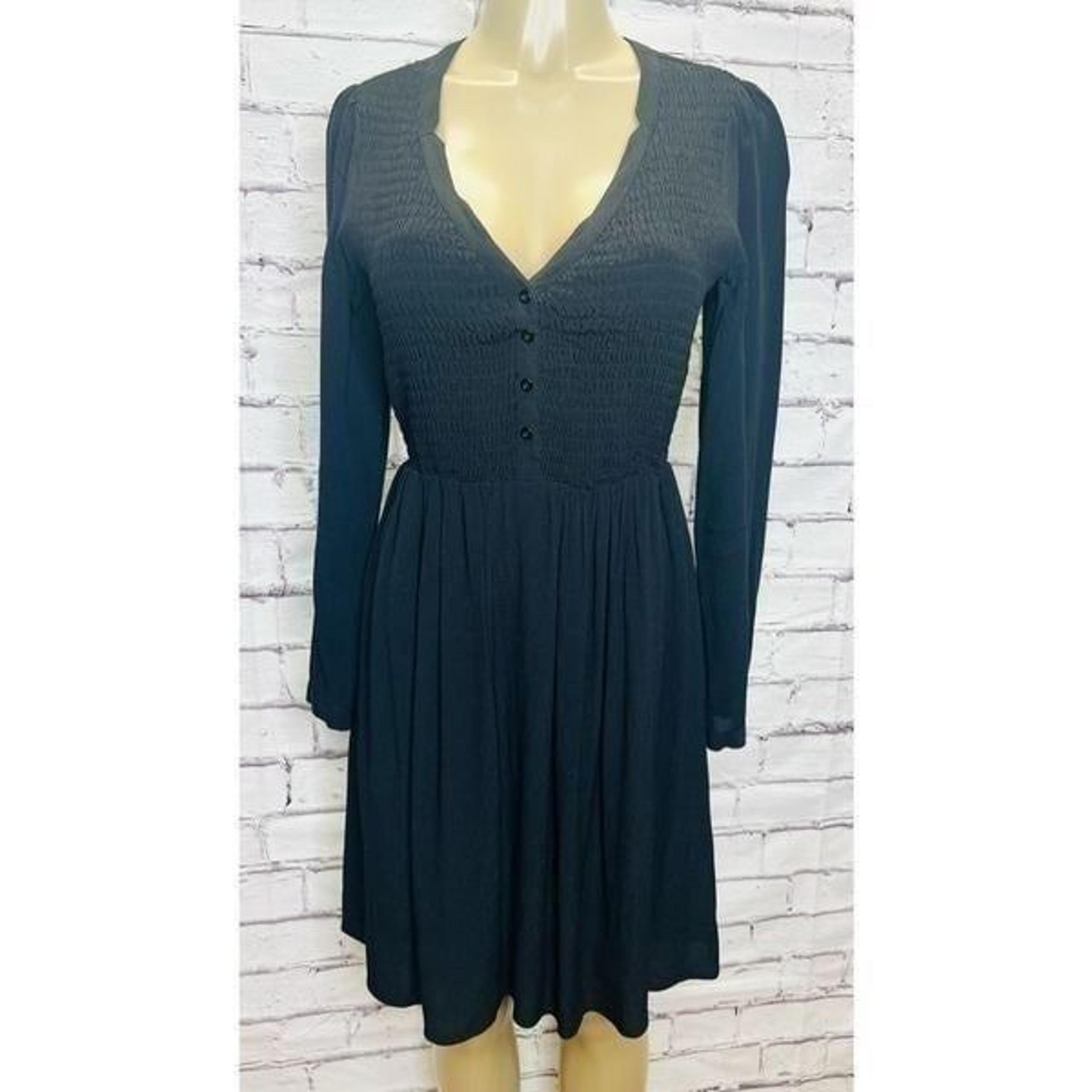 Maeve By Anthropologie Womens Black Knee Length Long Sleeve Masse Dress X-Small