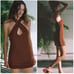 WITH JÉAN Lena Halter Mini Dress, Chocolate, Medium