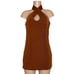WITH JÉAN Lena Halter Mini Dress, Chocolate, Medium