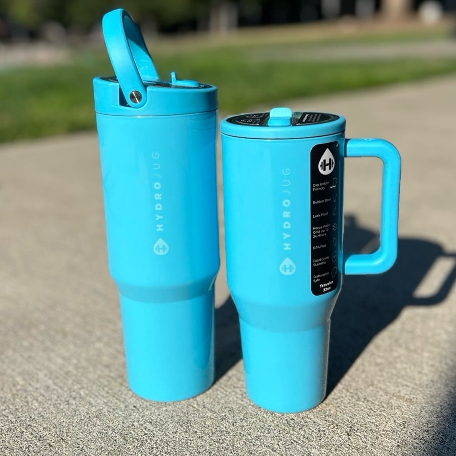 Hydrojug neon blue WAVE 40OZ Sport  & 32OZ Traveler SET