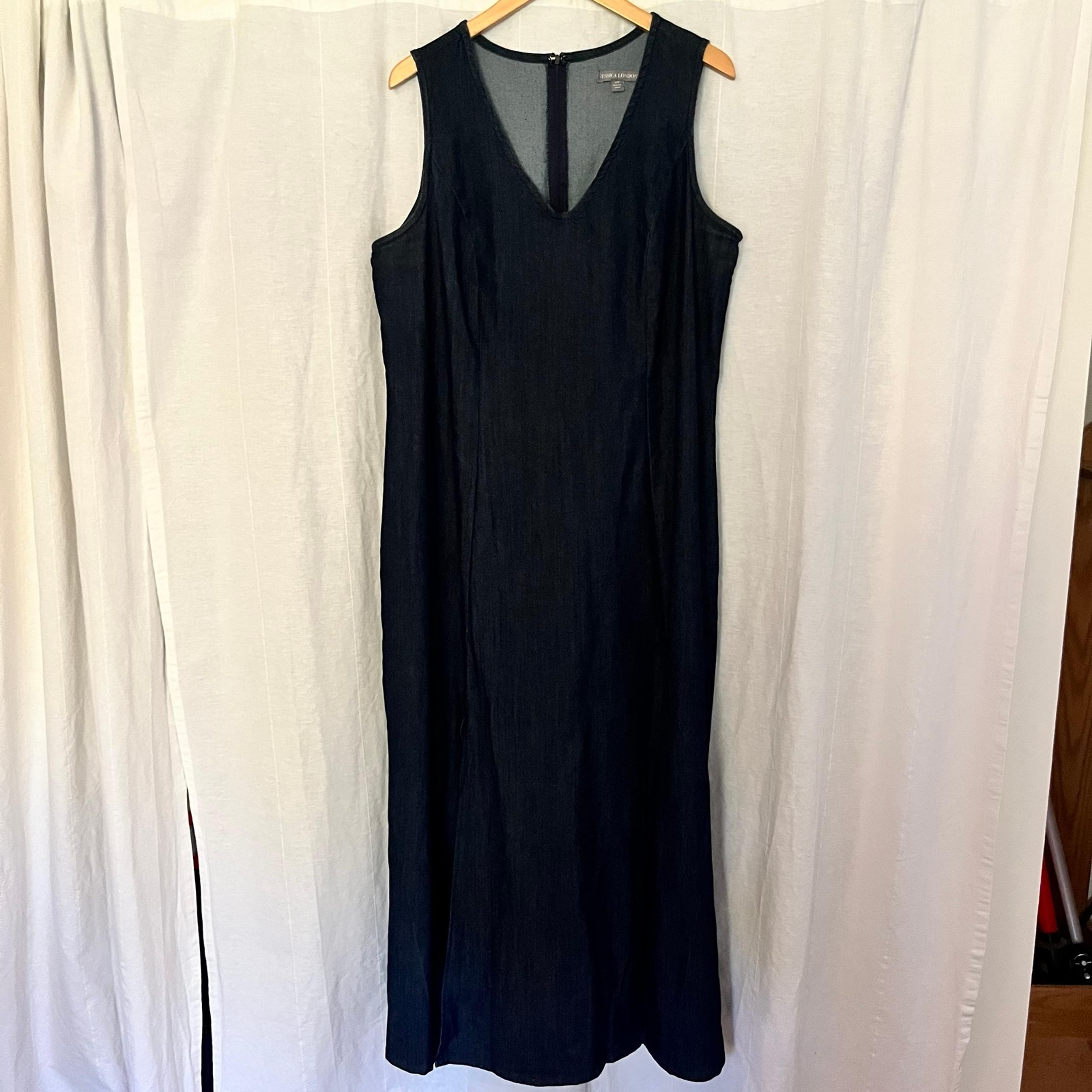 Jessica London Women's Plus 18W Denim Maxi Dress Stretch Modest Cottage Core