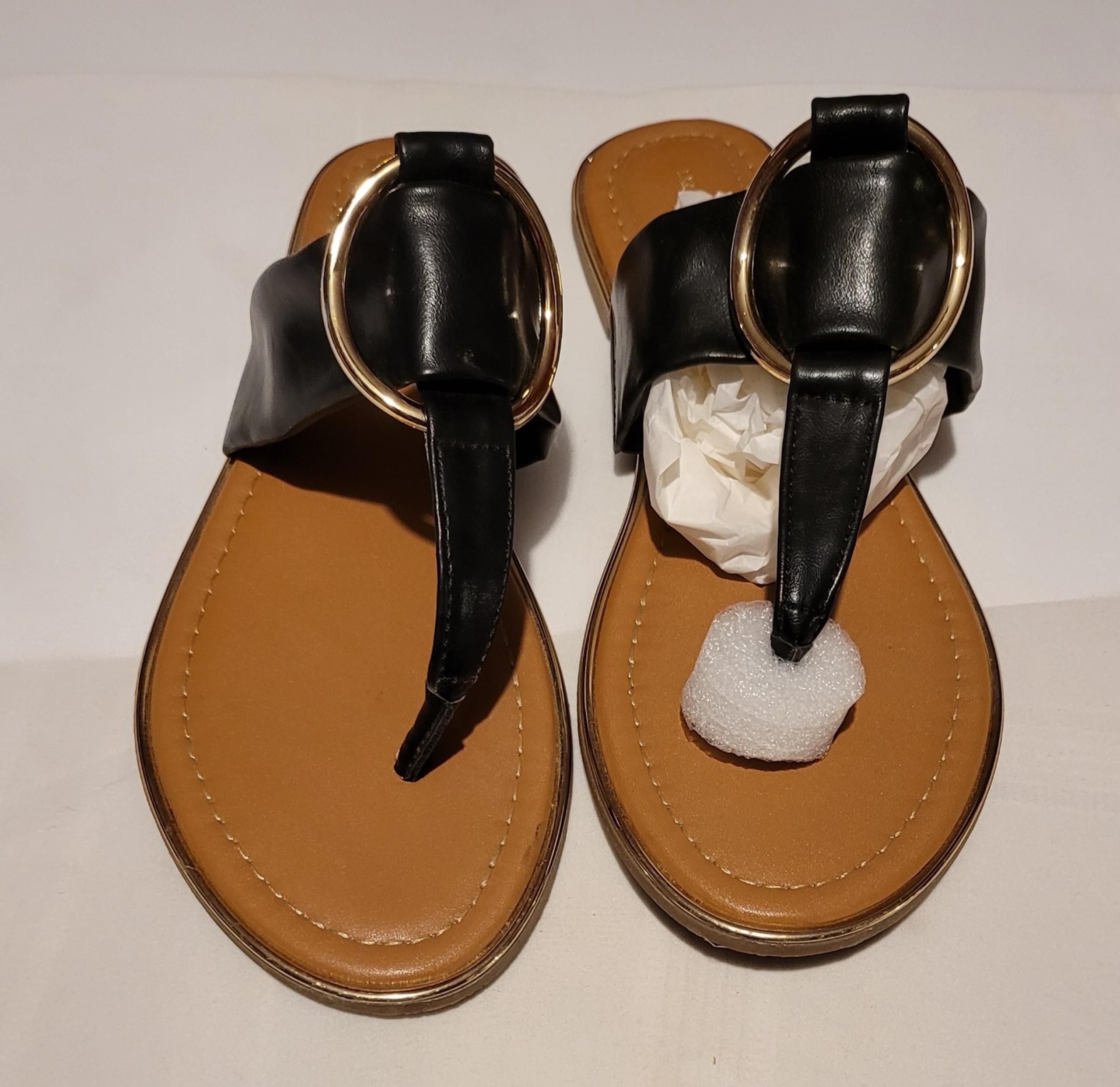 LIZ CLAIBORNE Cabella Field Black Women’s Flat Sandals 10M