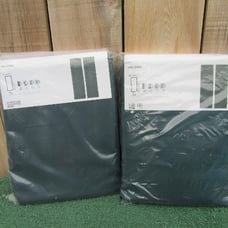 Set of 2 Brand New Ikea Majgull Dark Green Black Out Curtains 57 x 98