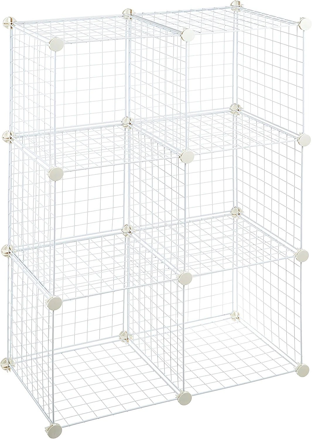 Amazon Basics 6-Cube Wire Grid Storage Shelves, 14 x 14 Stackable Cubes, White
