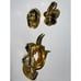 Weiss Green Gold Rhinestone Enamel Flower Pin Brooch & Matching Clip Earrings