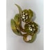 Weiss Green Gold Rhinestone Enamel Flower Pin Brooch & Matching Clip Earrings