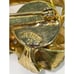 Weiss Green Gold Rhinestone Enamel Flower Pin Brooch & Matching Clip Earrings