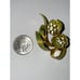 Weiss Green Gold Rhinestone Enamel Flower Pin Brooch & Matching Clip Earrings