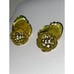 Weiss Green Gold Rhinestone Enamel Flower Pin Brooch & Matching Clip Earrings