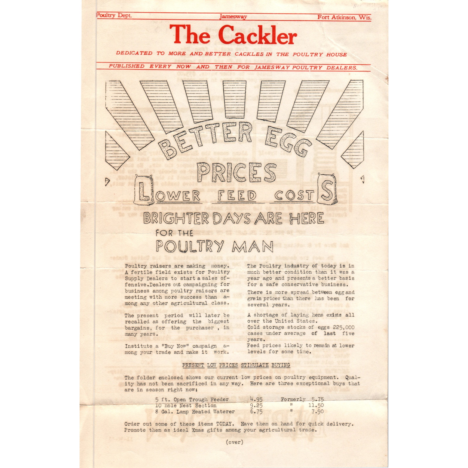 1931 The Cackler Poultry Farmer Newsletter Fort Atkinson WI D10