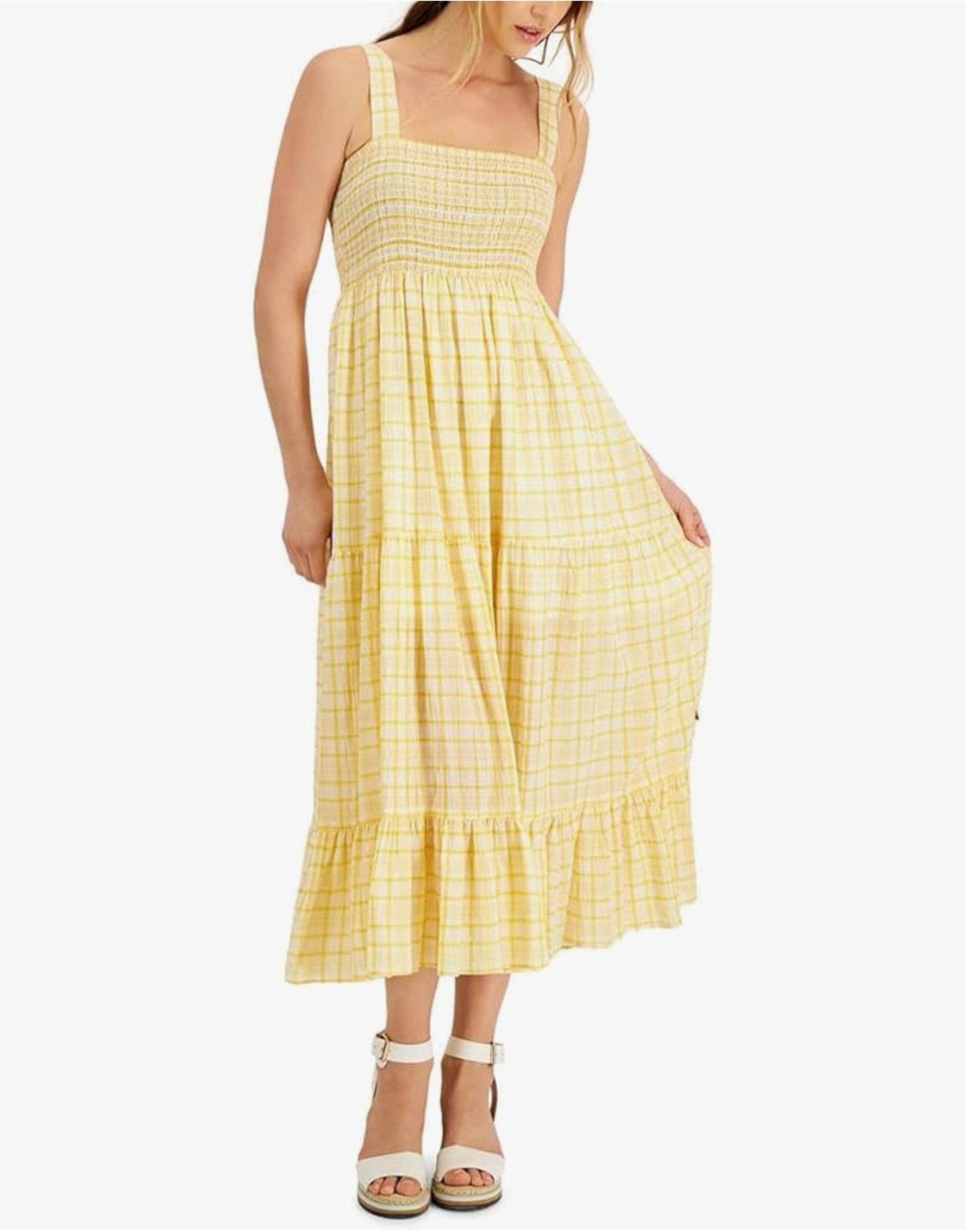 Tommy Hilfiger Women’s Plus Size Yellow Smocked Tank Dress, Size 1X