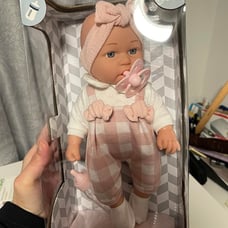 12'' Baby Doll in Gift Box with Pink Cloths, Pacifier, 13''x13''