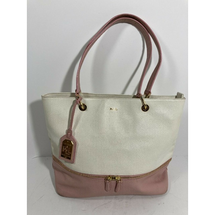Ralph Lauren Pink and White Tote Bag/Purse