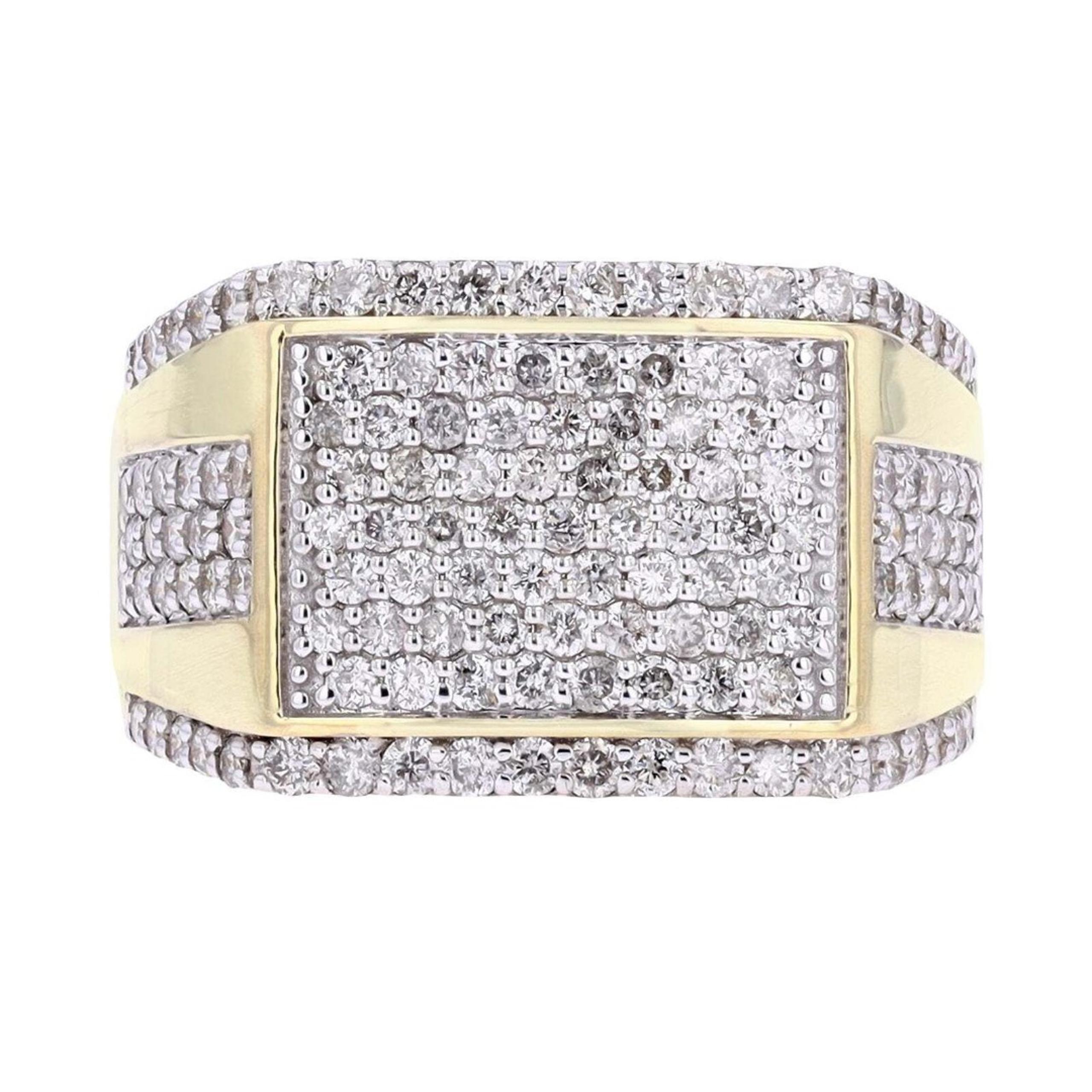 2.38 CT 10K Yellow Gold Mens Natural Diamond Ring Size 10