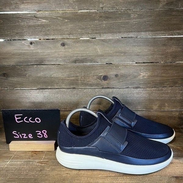 Womens ECCO Navy Blue Knit Comfort Walking Shoes Sneakers Size EUR 38 US 7-7.5 M