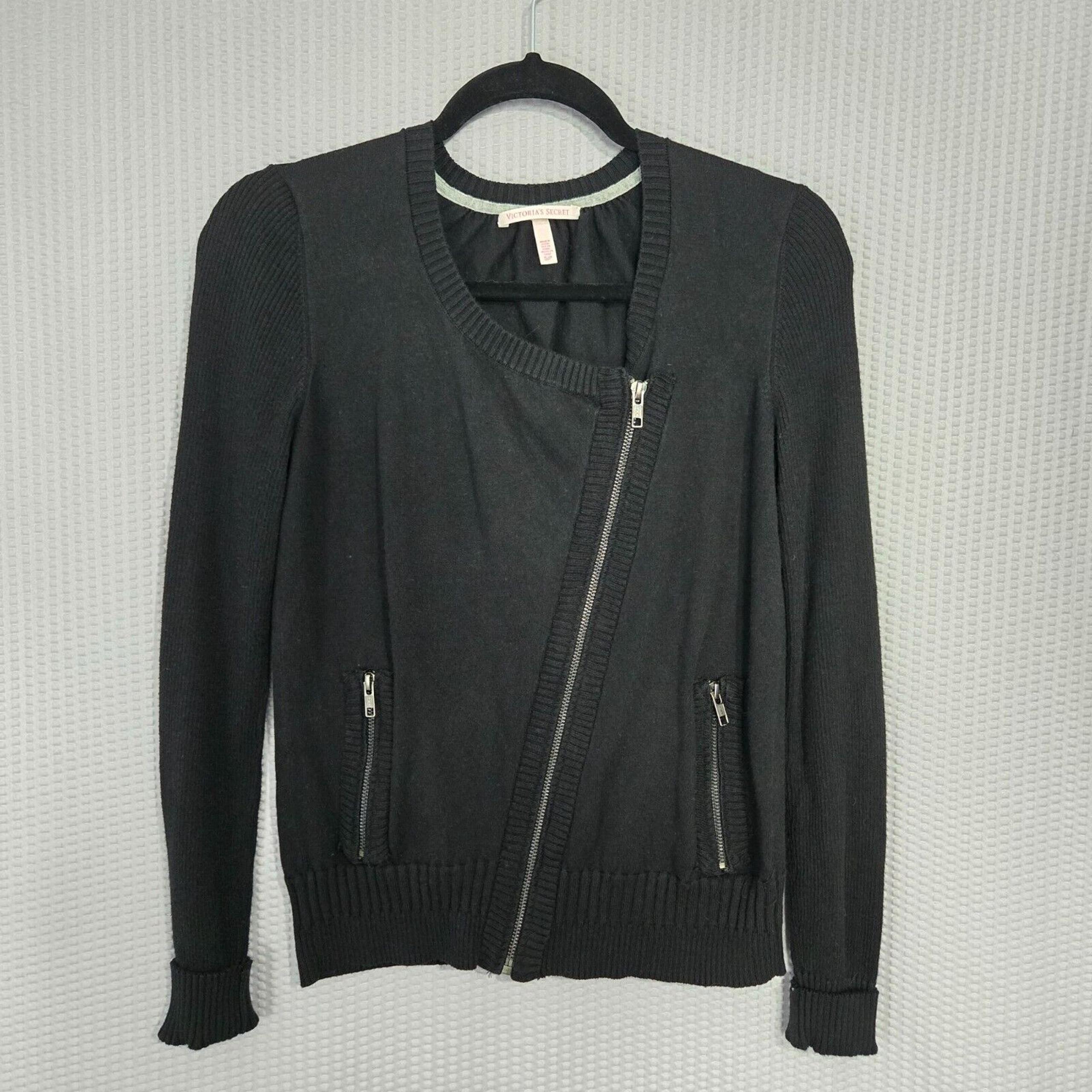 Victorias Secret Womens Black Asymmetrical Full Zip Jacket Size S/P Essential