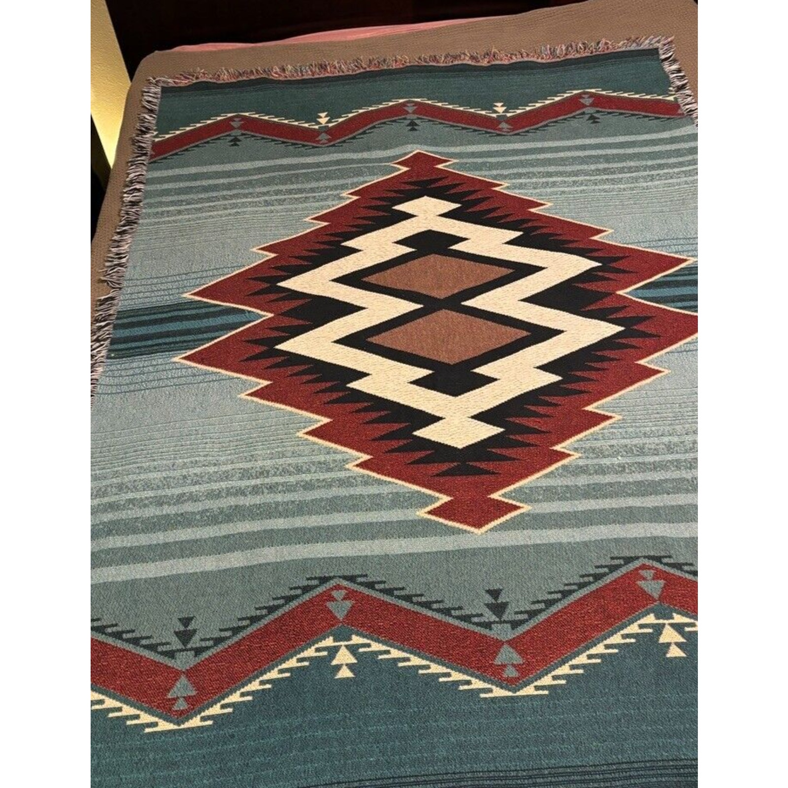 Pure Country Weavers Southwest Aztec Native Cotton Throw Blanket Made In USA
