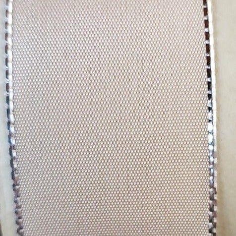 Laitonne 1960's French Ribbon - 100% Acetate-1 Pale Pink with Silver Wired Edge