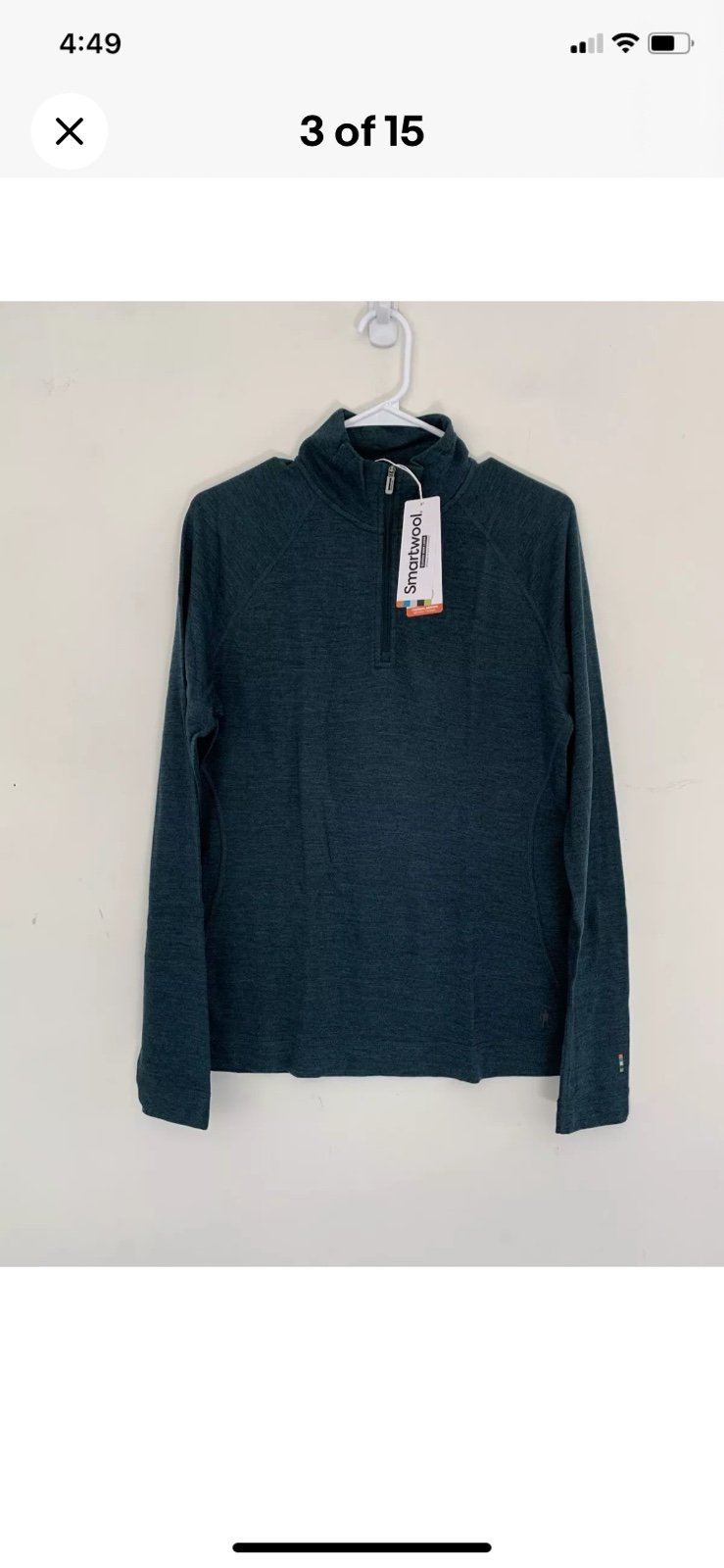 SmartWool 1X Blue Classic Thermal Base Layer Top - Merino Wool, Zip Neck NWT